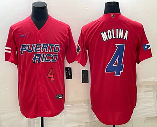 Men's Puerto Rico Baseball #4 Yadier Molina Number 2023 Red World Baseball Classic Stitched Jerseys,We sell and wholesale Men's Puerto Rico Baseball #4 Yadier Molina Number 2023 Red World Baseball Classic Stitched Jerseys on line form chian!